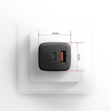 Мережевий зарядний пристрій AXAGON, QC3.0,4.0/AFC/FCP/PPS/Apple + PD type-C, 30W, Чорний (ACU-PQ30) [503000]
