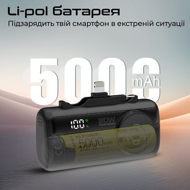 Універсальна мобільна батарея Promate PowerUp-Trio 5000mAh 20W Black (powerup-trio.black) [603525]