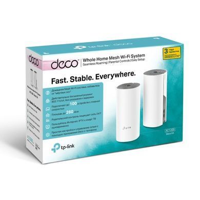Система WiFi-Mesh TP-LINK Deco E4 AC1200, 2xFE LAN/WAN, 2мод (DECO-E4-2-PACK) [104467]