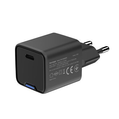 Мережевий зарядний пристрій ColorWay GaN Mini 25W PD Port PPS USB-C Black (CW-CHS052PD-BK) [603375]