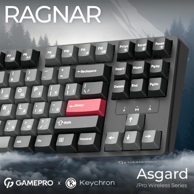 Клавіатура бездротова GamePro Asgard Ragnar Keychron Super Red Switch Black (MK285BK) [616005]