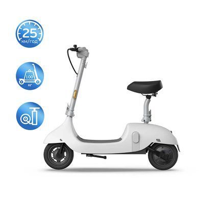 Електросамокат з сидінням OKAI Ceetle PRO EA10C White 10', 350(900)W, 25Km/h, 10.4Ah, 55Km, 20%, NFC, App.29kg (EA10C-W) [800006]