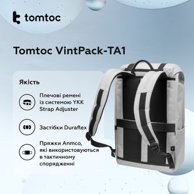 Рюкзак Tomtoc VintPack-TA1 22L Laptop Backpack Light gray 15.6 Inch/22L (TA1M1G1) [800084]