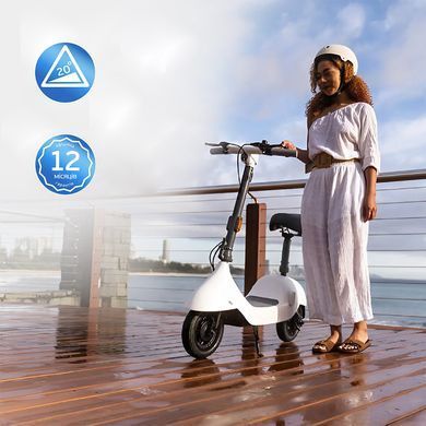 Електросамокат з сидінням OKAI Ceetle PRO EA10C White 10', 350(900)W, 25Km/h, 10.4Ah, 55Km, 20%, NFC, App.29kg (EA10C-W) [800006]