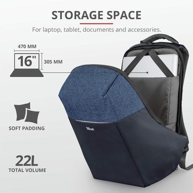 Рюкзак TRUST Nox Anti-theft 16" BLUE (23307_TRUST) [103466]