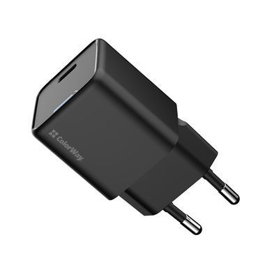 Мережевий зарядний пристрій ColorWay GaN Mini 25W PD Port PPS USB-C Black (CW-CHS052PD-BK) [603375]