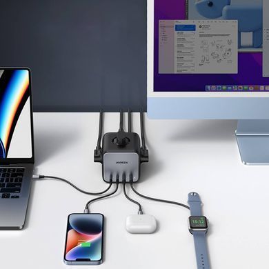 Зарядний пристрій 4xUSB 65W (2хUSB-C+2xUSB-A + 2хSchuko) DigiNest Cube Power Strip CD268 Ugreen (60113) [402113]