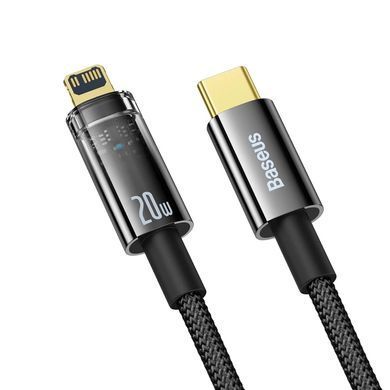 Кабель Baseus Explorer Series Auto Power-Off Fast Charging Data Cable Type-C to IP 20W 2m Black (CATS000101) [802537]