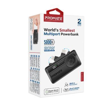 Універсальна мобільна батарея Promate PowerUp-Trio 5000mAh 20W Black (powerup-trio.black) [603525]