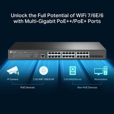 Комутатор TP-LINK 24x2.5GE (24xPoE), 4xSFP+, 500Вт, Керований L2 (TL-SG3428XPP-M2) [112315]