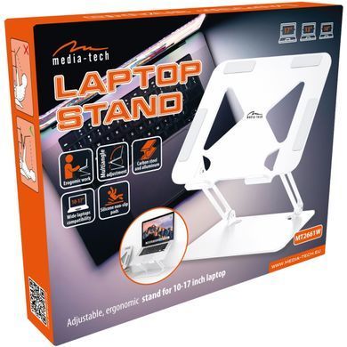 Підставка для ноутбука Laptop Stand 10-17" Aluminum Alloy Media-Tech біла (MT2661W) [405705]