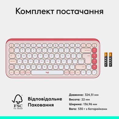 Клавiатура бездротова Logitech Pop Icon Keys Rose (920-013073) [606039]