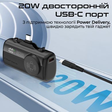 Універсальна мобільна батарея Promate PowerUp-Trio 5000mAh 20W Black (powerup-trio.black) [603525]