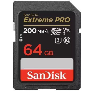 Карта пам'яті SanDisk SD 64GB C10 UHS-I U3 R200/W90MB/s Extreme Pro V30 (SDSDXXU-064G-GN4IN) [110038]
