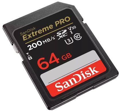 Карта пам'яті SanDisk SD 64GB C10 UHS-I U3 R200/W90MB/s Extreme Pro V30 (SDSDXXU-064G-GN4IN) [110038]