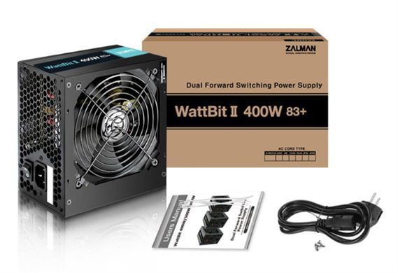 Блок живлення Zalman Wattbit II (400W), 83%, 120мм, 1xMB 24pin(20+4), 1xCPU 8pin(4+4), 3xMolex, 4xSATA, 2xPCIe 8pin(6+2) (ZM400-XEII) [109515]