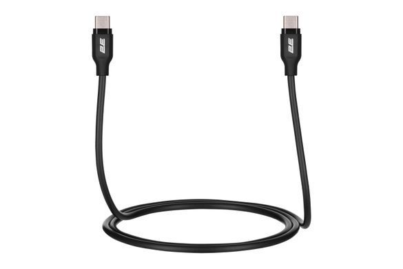 Кабель USB-C > USB-C заряджання/синхронізації 2E 1м, 60Вт Type-C, Glow, чорний (2E-CCCC-BL) [111736]