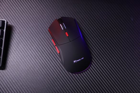 Мишка XTRIKE ME, ігрова бездротова Bluetooth+2.4G+Type-C, 10000dpi., 6кн., RGB, чорна (GW-613) [403805]