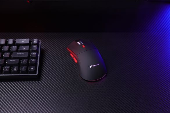 Мишка XTRIKE ME, ігрова бездротова Bluetooth+2.4G+Type-C, 10000dpi., 6кн., RGB, чорна (GW-613) [403805]