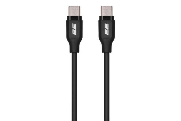 Кабель USB-C > USB-C заряджання/синхронізації 2E 1м, 60Вт Type-C, Glow, чорний (2E-CCCC-BL) [111736]