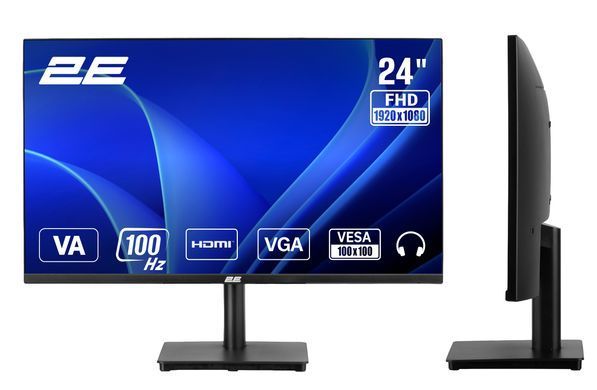 Монітор 2E 23.8" A2425B D-Sub, HDMI, VA, 100Hz, FreeSync (2E-A2425B-01.EU) [113744]
