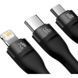 Кабель Baseus Flash Series Ⅱ One-for-three Fast Charging Data Cable USB to M+L+C 100W 1.2m Black (CASS030001) [802632], фото 4