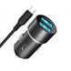 Автомобільний зарядний пристрій SkyDolphin SZ02V Aluminium (2USB, 2.4A) Black + кабель microUSB (AZP-000073) [603119], фото 1