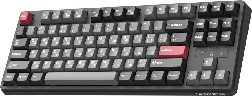 Клавіатура бездротова GamePro Asgard Ragnar Keychron Super Red Switch Black (MK285BK) [616005]