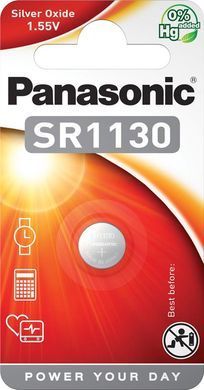 Батарейка Panasonic срібло-цинкова SR1130(390, V390, D390,SB-AU, SR54) блістер, 1 шт. (SR-1130EL/1B) [113389]
