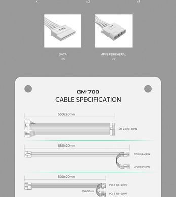 Блок живлення GAMEMAX (GM-700 Modular white) [304223]