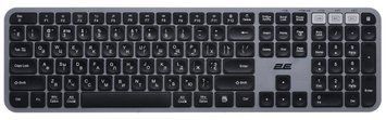 Клавіатура мембранна 2E KS240 110key, WL/BT, EN/UK/RU, сіро-чорний (2E-KS240WG) [115537]