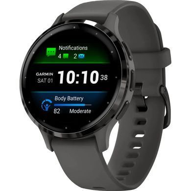 Смарт-годинник Garmin Venu 3s Silver Stainless Steel Bezel with Pebble Gray Case and Silicone Band (010-02785-50) [613053]