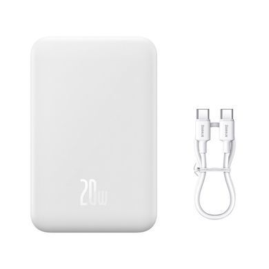 Зовнішній акумулятор Baseus Magnetic Mini Wireless Fast Charge Power Bank 20000mAh 20W White (PPCX150002) [806195]