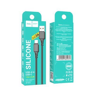 Кабель HOCO X101 Assistant silicone charging data cable Type-C Black (6942007604079) [805358]