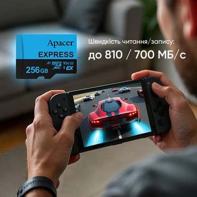 Карта пам'яті microSDXC (UHS-1 U3) Apacer Express 128Gb class 10 V30 A1 Read/Write:810/700 MB/sec (Compatible with Nintendo Switch 2) (AP128GMCEXG3X17-RA) [803629]