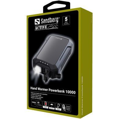 УМБ Sandberg 10000mAh Hand Warmer з обігрівачем рук 2A, USB, Type-C in, PowerThru, LED ліхтар 1W (420-65) [402190]