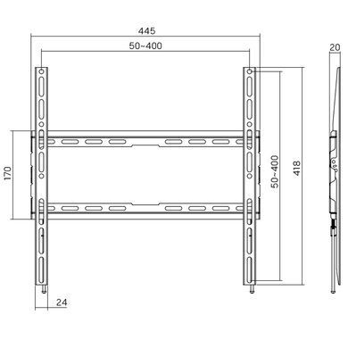 Кронштейн для ТВ AGN фіксований/32"-70"/45 кг/max.VESA 400x400/Black (AGN70-440F) [401728]