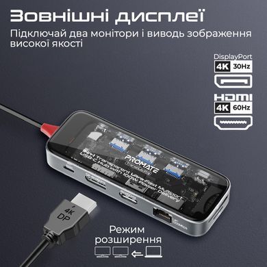 USB-хаб Promate USB Type-C Grey (transhub-pro) [605172]