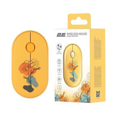 Миша 2E MF300 FLORA:POPPY Silent WL BT, жовтий (2E-MF300WFLORAYW) [104090]