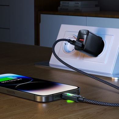 Кабель USB 2.0 AM-Type-C M, 1.2 м, 60W C21-04, aluminum alloy, color indicator, Black Acefast (6974316284673) [404582]