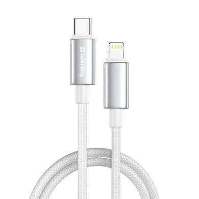 Кабель ColorWay USB Type-C - Lightning (M/M), zinc alloy braided, 3А, 2 м, White (CW-CBPDCL099-WT) [619970]