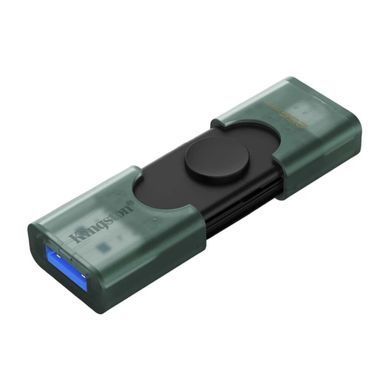 Флеш-накопичувач Kingston 256GB DataTraveler DuoG2 USB-A + USB-C 3.2 Gen 1 Black/Green (DTDEG2/256GB) [805724]