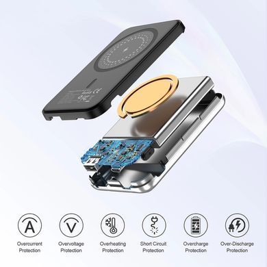 УМБ Choetech Magnetic Wireless 5000mAh USB-A,USB-C In/Out B655 mini silver (6932112104779) [404960]