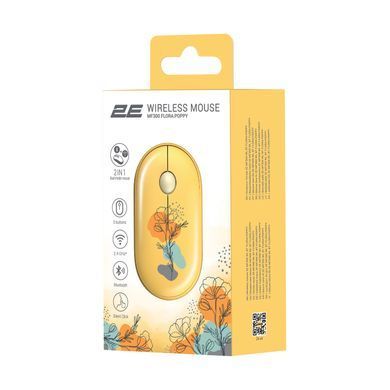 Миша 2E MF300 FLORA:POPPY Silent WL BT, жовтий (2E-MF300WFLORAYW) [104090]