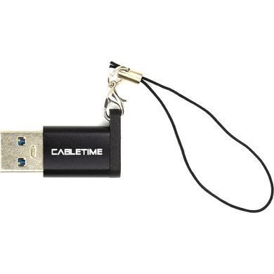 Адаптер Cabletime USB - USB Type-C V 3.0 (M/F) Black (CP73B) [604033]