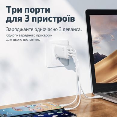 Мережевий зарядний пристрій Remax Ligil Series 65W PD + QC Fast Charger White (RP-U55) [619558]
