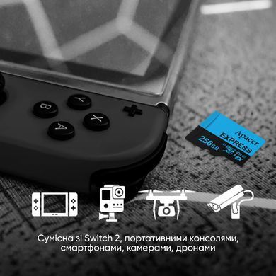 Карта пам'яті microSDXC (UHS-1 U3) Apacer Express 128Gb class 10 V30 A1 Read/Write:810/700 MB/sec (Compatible with Nintendo Switch 2) (AP128GMCEXG3X17-RA) [803629]