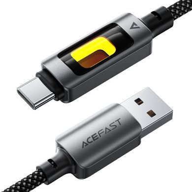 Кабель USB 2.0 AM-Type-C M, 1.2 м, 60W C21-04, aluminum alloy, color indicator, Black Acefast (6974316284673) [404582]