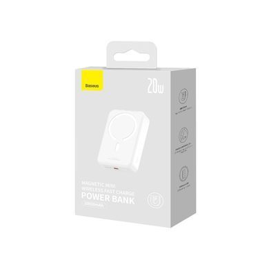 Зовнішній акумулятор Baseus Magnetic Mini Wireless Fast Charge Power Bank 20000mAh 20W White (PPCX150002) [806195]