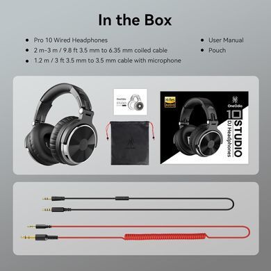 Гарнітура OneOdio Pro 10, 3,5мм/6,35мм, Black (Pro 10 Black) [404471]